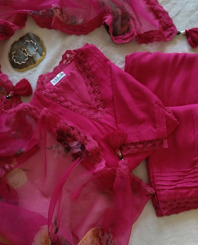 3 piece rawsilk net lace