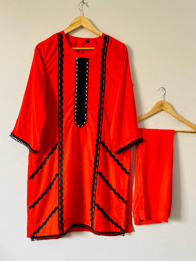 2 piece lace design embroidered