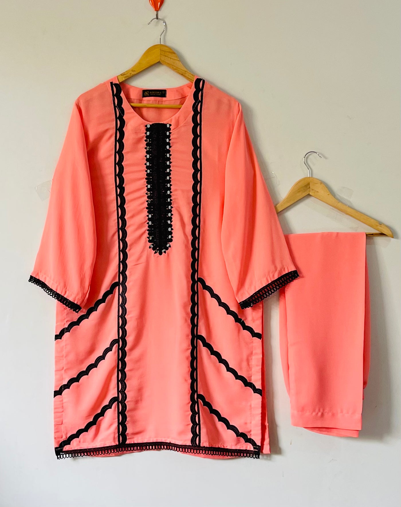 2 piece lace design embroidered